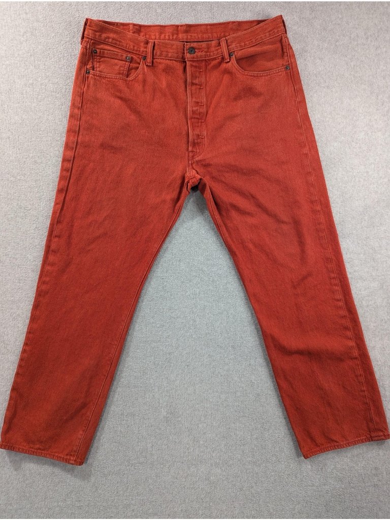 Levis 501 Jeans Mens 40x31 Red Straight Button Fly Cotton Denim Classic